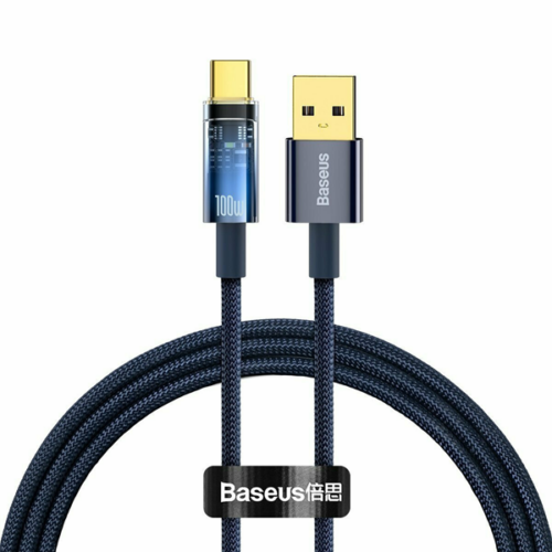 cats000203 Baseus Explorer Series Auto Power-Off Fast Charging Data Cable USB to Type-C 100W 1m Blue