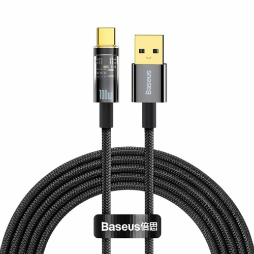 cats000301 Baseus Explorer Series Auto Power-Off Fast Charging Data Cable USB to Type-C 100W 2m Black