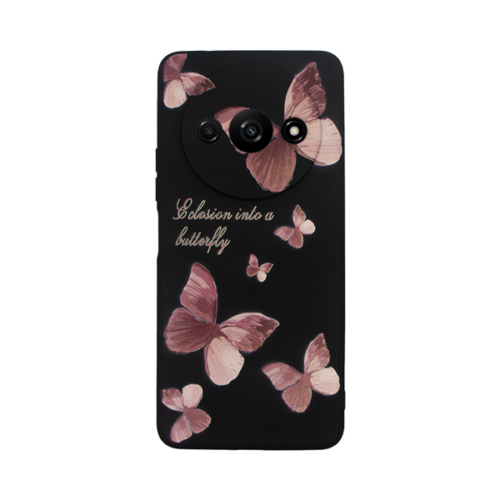 cs-btf-2403001 Vivid Silicone Case Redmi A3 Butterfly Black/Pink