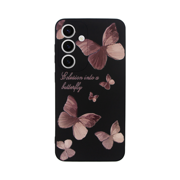 cs-btf-2403010 Vivid Silicone Case Samsung Galaxy S24+ Butterfly Black/Pink