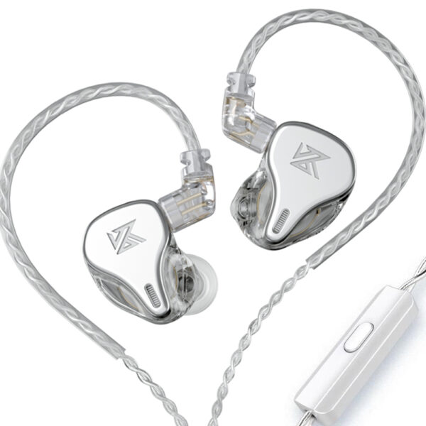 KZ DQ6 Silver With Mic - IEM 3,5 HBB Tuned Improved In Ear Monitor Earphones, 3DD Dynamic