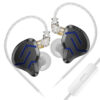 KZ ZSN PRO 2 Black Blue With Mic - IEM 3,5 In Ear Monitor Earphones, Hybrid 1BA+1DD 10mm, metal HIFI