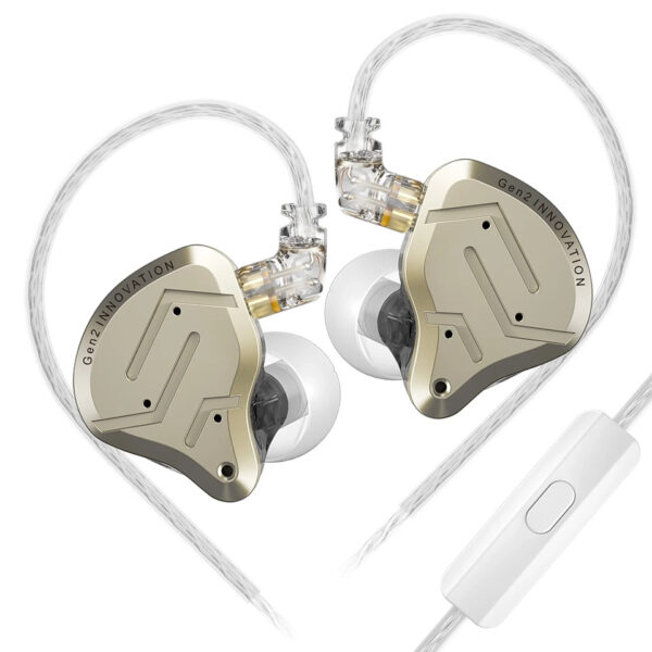 kz-zsn-pro-2-gold-mic KZ ZSN PRO 2 Gold With Mic - IEM 3,5 In Ear Monitor Earphones, Hybrid 1BA+1DD 10mm, metal, HIFI bass
