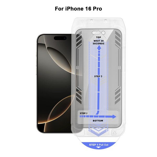 vitemppriv497bk-ap Vivid Full Face Privacy Tempered Glass W/Applicator Apple iPhone 16 Pro Black